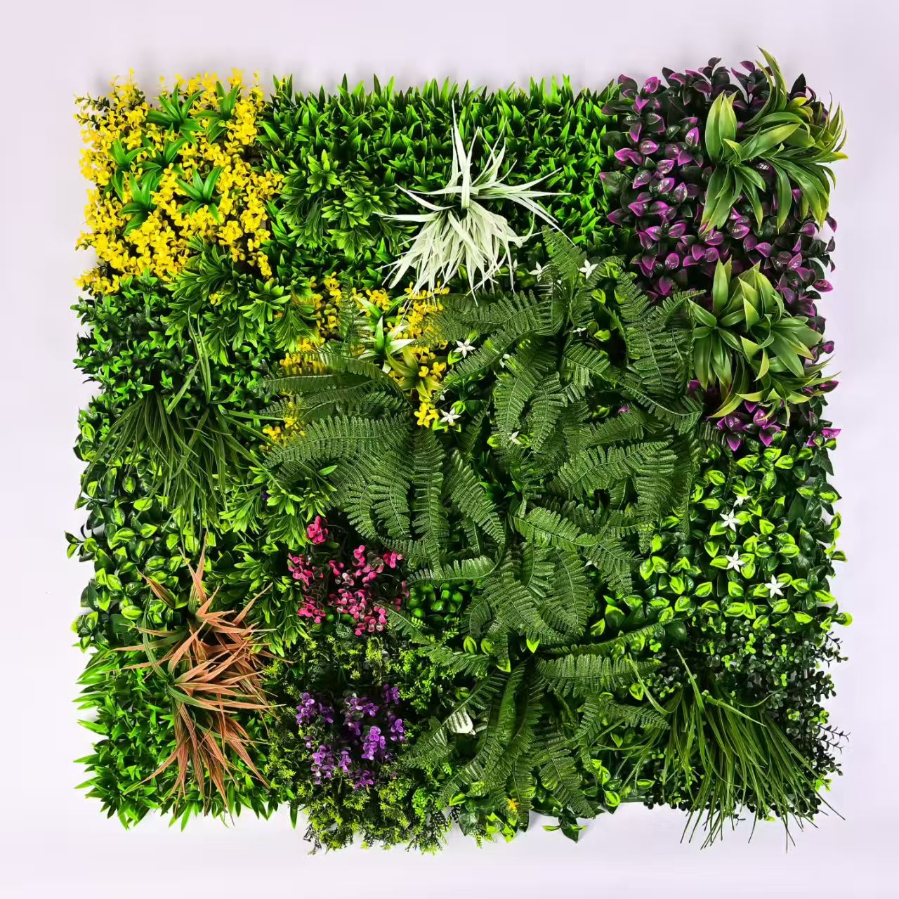 Artificial flower and green wall panel installed as a feature wall in Doha (view 2)